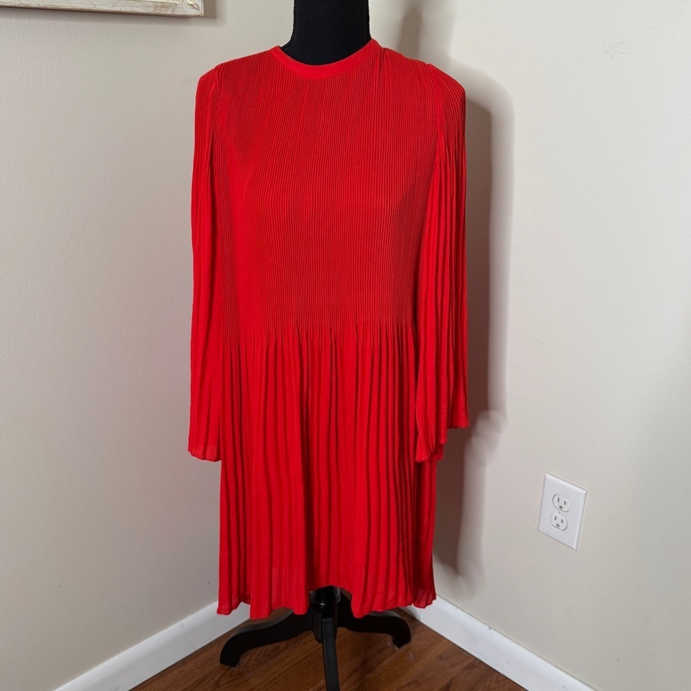Zara Women’s Pleated Chiffon Red Mini Dress Size M